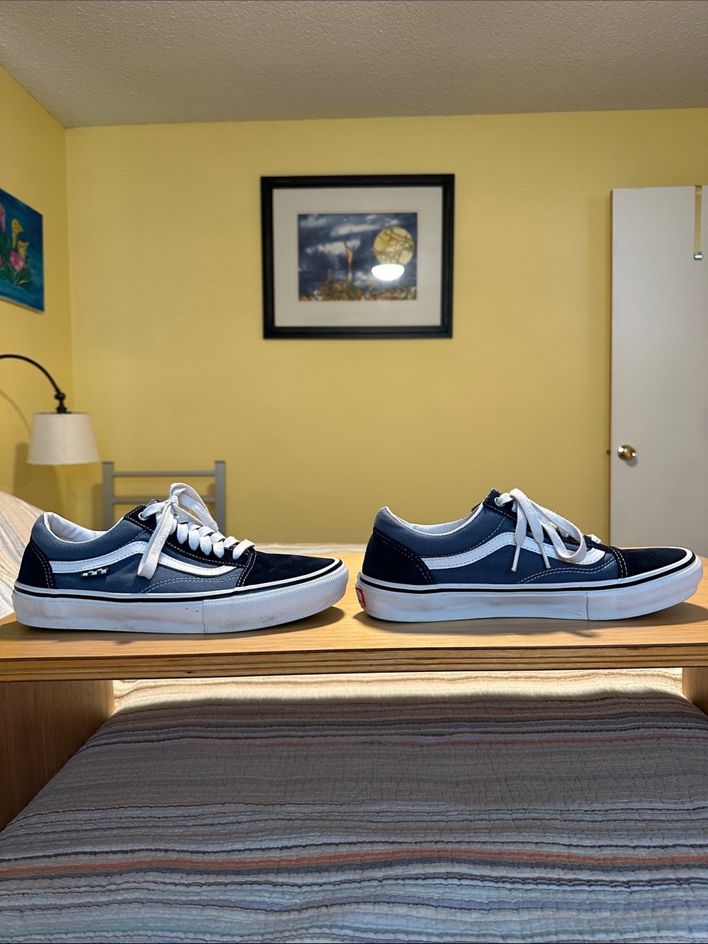 Vans Men’s Navy and White Skate Old Skool Sneakers - Picture 4 of 13